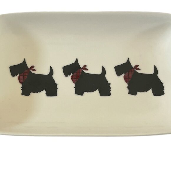 MSRF INC Small Plate Trinket Dish 3 Black Scottie Dogs Plaid Bandanas Terrier - Picture 3 of 8